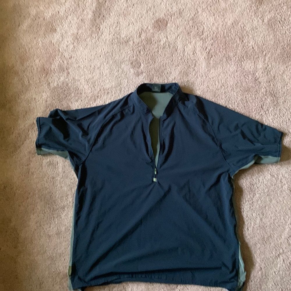 Nike Dri-FIT Mens XL Navy Blue Gray Quarter Zip Short Sleeve Windbreaker Top